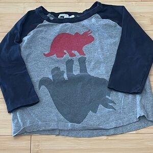 LIKE NEW! Scout & Adler Kids Navy Ringer Dinosaur Cotton Tee Shirt Sz 3T